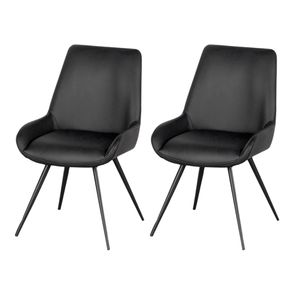 14 Kit 2 Cadeiras Giratorias Aline Rivatti 52 cm -Largura- Estofado em PU Preto e Base em Aco